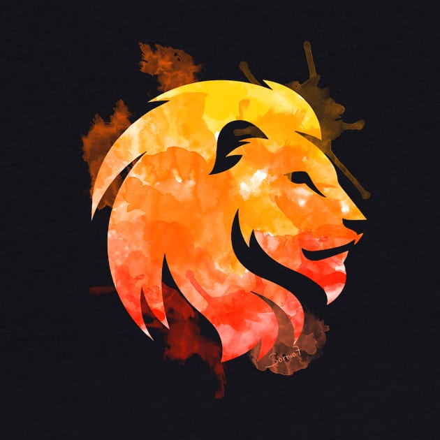 Lion Watercolor Lava by serre7@hotmail.fr